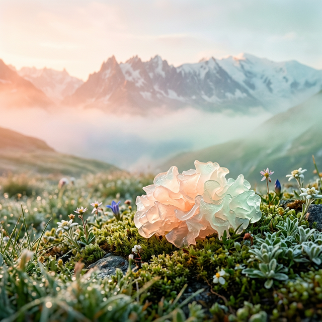 Snow Mushroom in Alpine Field
