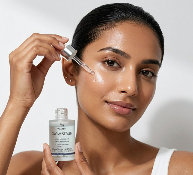 Model applying Muéskin Serum